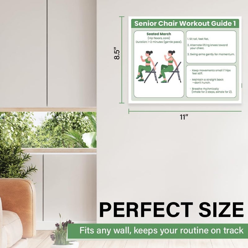 Auroscent Senior Exercise Chair Workout Poster, 30-Day Stretching and Gentle Seated Exercise Chart - Image 3